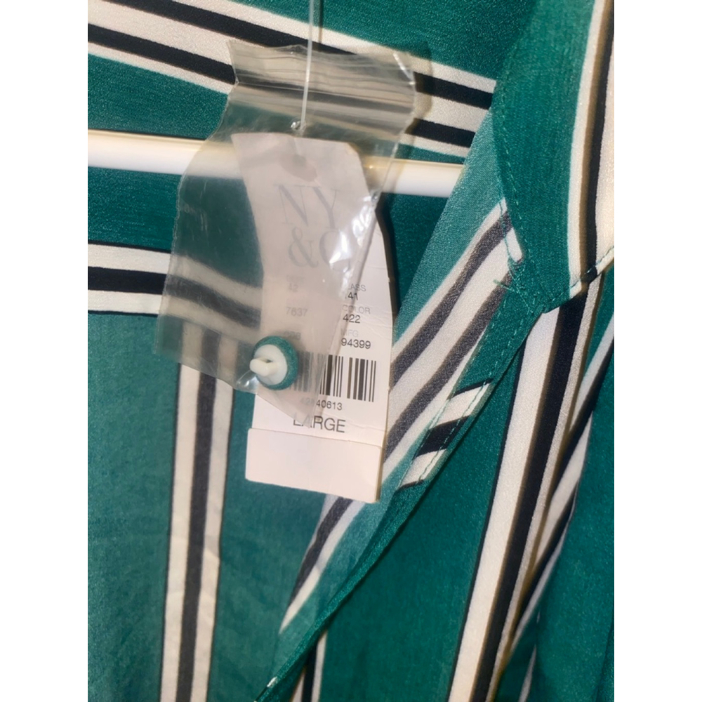 Womens 7th Avenue green & White Long Sleeve Dress L - Picture 4 of 8